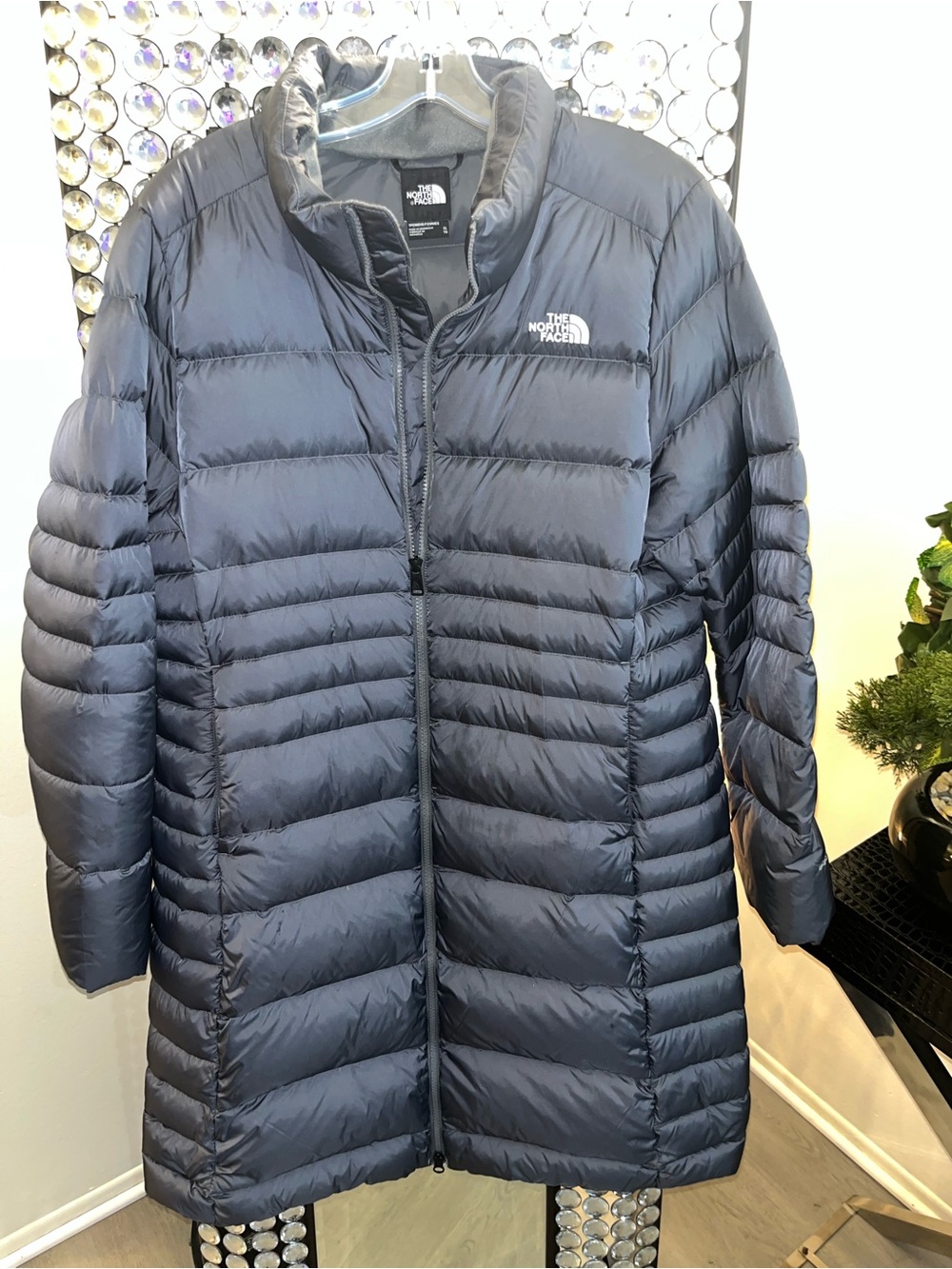 The North Face Women's Long Puffer Coat in Charcoal